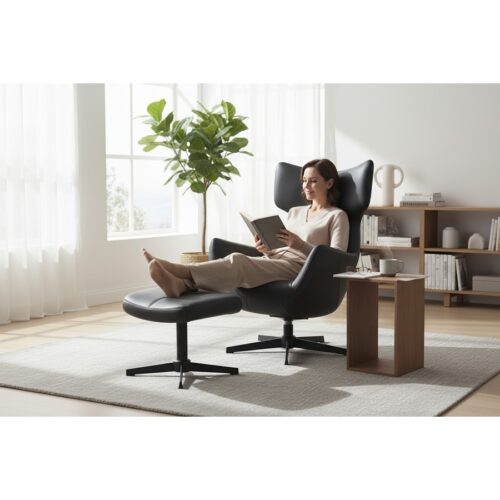 Dante Lounge Stol I Sort Læder Med Metalben Fra Hundevad & Co - 1599