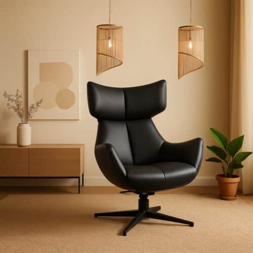 Dante Lounge Stol I Sort Læder Med Metalben Fra Hundevad & Co - 1599