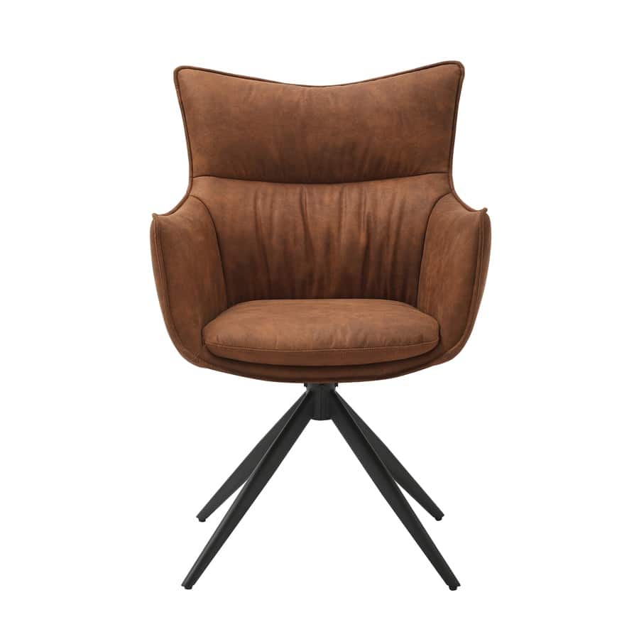 Theo Spisebordsstol Med Returdrej I Cognac Mikrofiber Fra Hundevad & Co - 1606