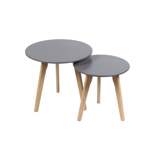 New York Sofabord Sæt Med Grå Top Fra Hundevad & Co | Ø50Cm & Ø40Cm - 2115