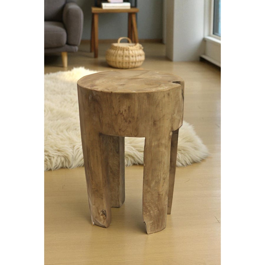 2160-Skammel-teak-rund-1-1 Skammel I Massiv Teaktræ Fra Hundevad & Co | B30Xh40Cm - 2160