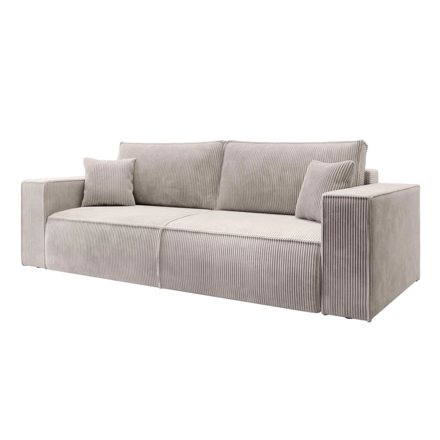 3009-02-Eva-Poso-02-3-3 Eva 3 Personers Sovesofa I Beige Fløjl Fra Hundevad & Co | L243Xb95Xh85Cm - 3009-02