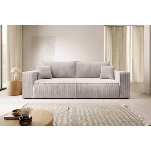 Eva 3 Personers Sovesofa I Beige Fløjl Fra Hundevad & Co | L243Xb95Xh85Cm - 3009-02
