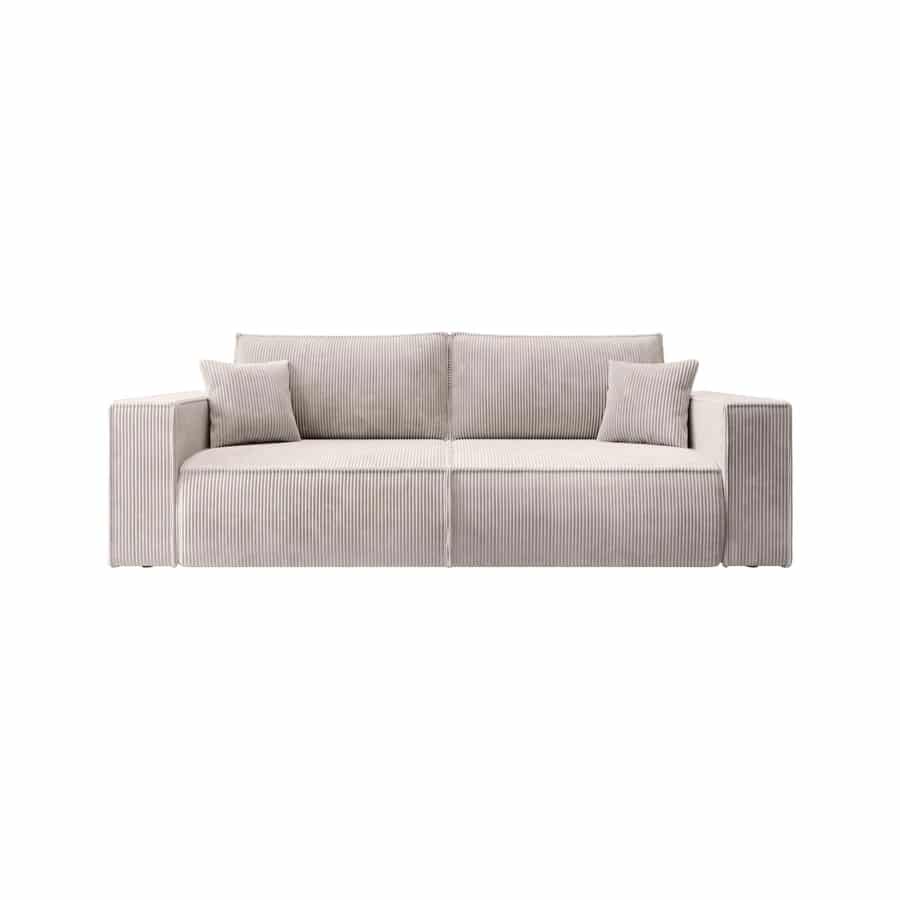 3009-02-Eva-Poso-02-6 Eva 3 Personers Sovesofa I Beige Fløjl Fra Hundevad & Co | L243Xb95Xh85Cm - 3009-02