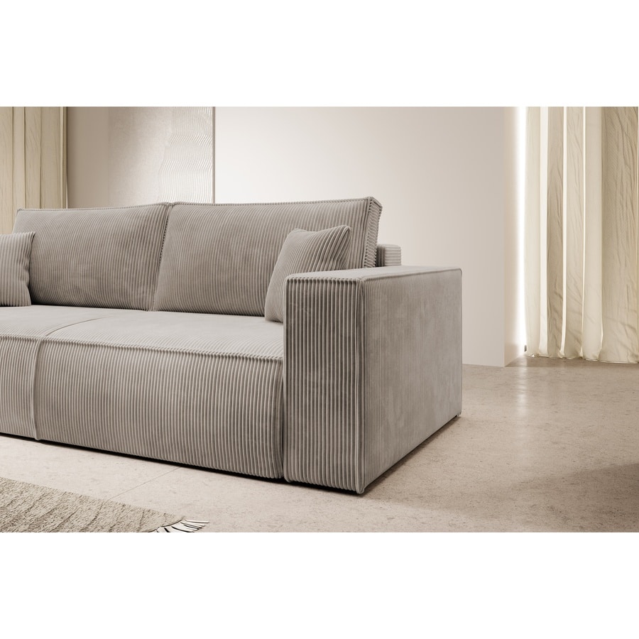 3009-02-Eva-detalje-3 Eva 3 Personers Sovesofa I Beige Fløjl Fra Hundevad & Co | L243Xb95Xh85Cm - 3009-02