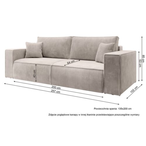 Eva 3 Personers Sovesofa I Brun Poso Fløjl Fra Hundevad & Co | B243Xh85Xd95Cm - 3009-04
