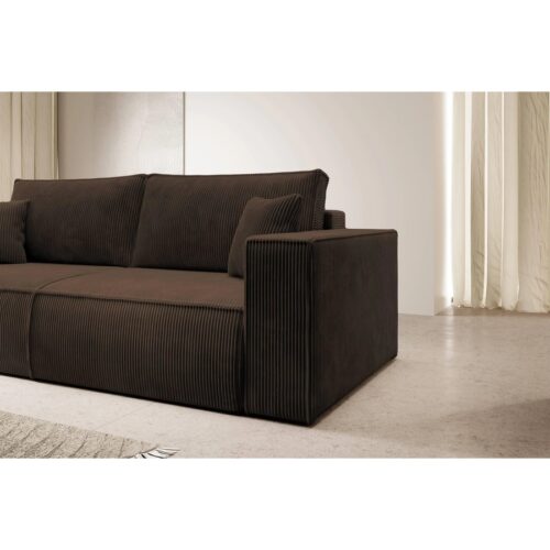 Eva 3 Personers Sovesofa I Brun Poso Fløjl Fra Hundevad & Co | B243Xh85Xd95Cm - 3009-06