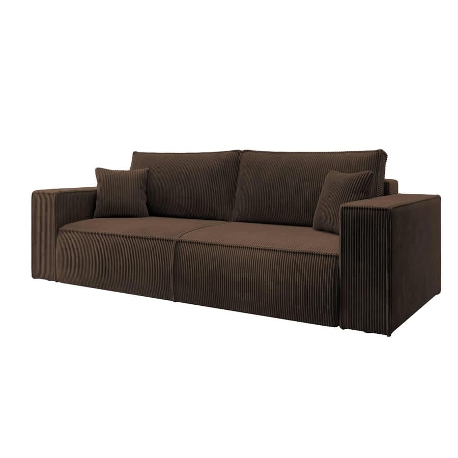 Eva 3 Personers Sovesofa I Brun Poso Fløjl Fra Hundevad & Co | B243Xh85Xd95Cm - 3009-06