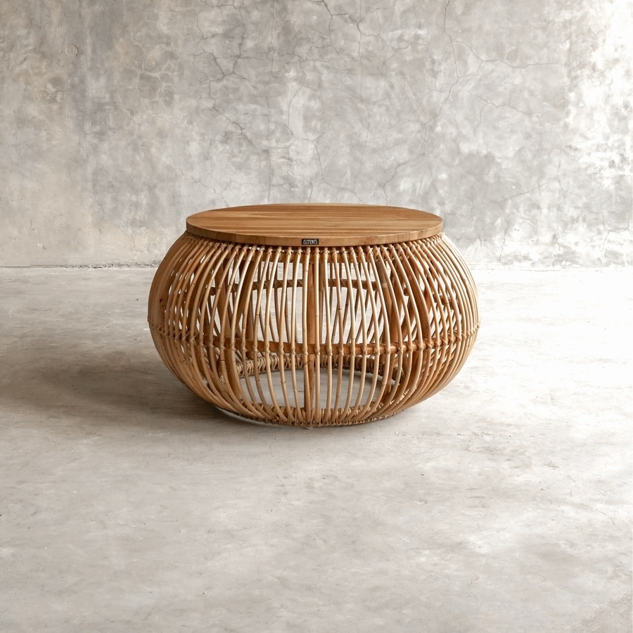 3336-hibiscus-coffee-table-natural-1 Bielefeld Sofabord I Naturflet Med Teak Plade Fra Hundevad & Co | Ø82Cm - 3336