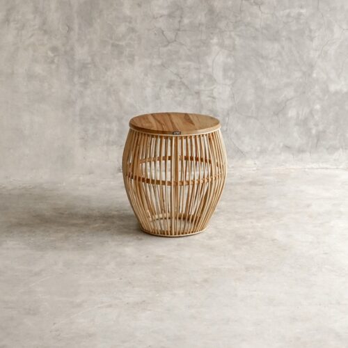 Bielefeld Lampebord I Naturflet Med Teak Plade Fra Hundevad & Co | Ø40Cm - 3337