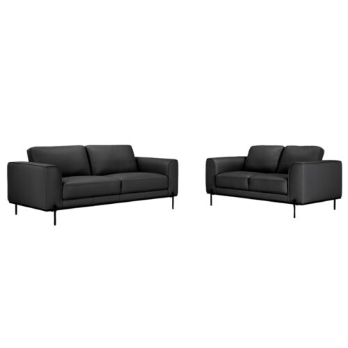 Milano 2 Personers Sofa I Fuld Læder - Sort Fra Hundevad & Co - 3648