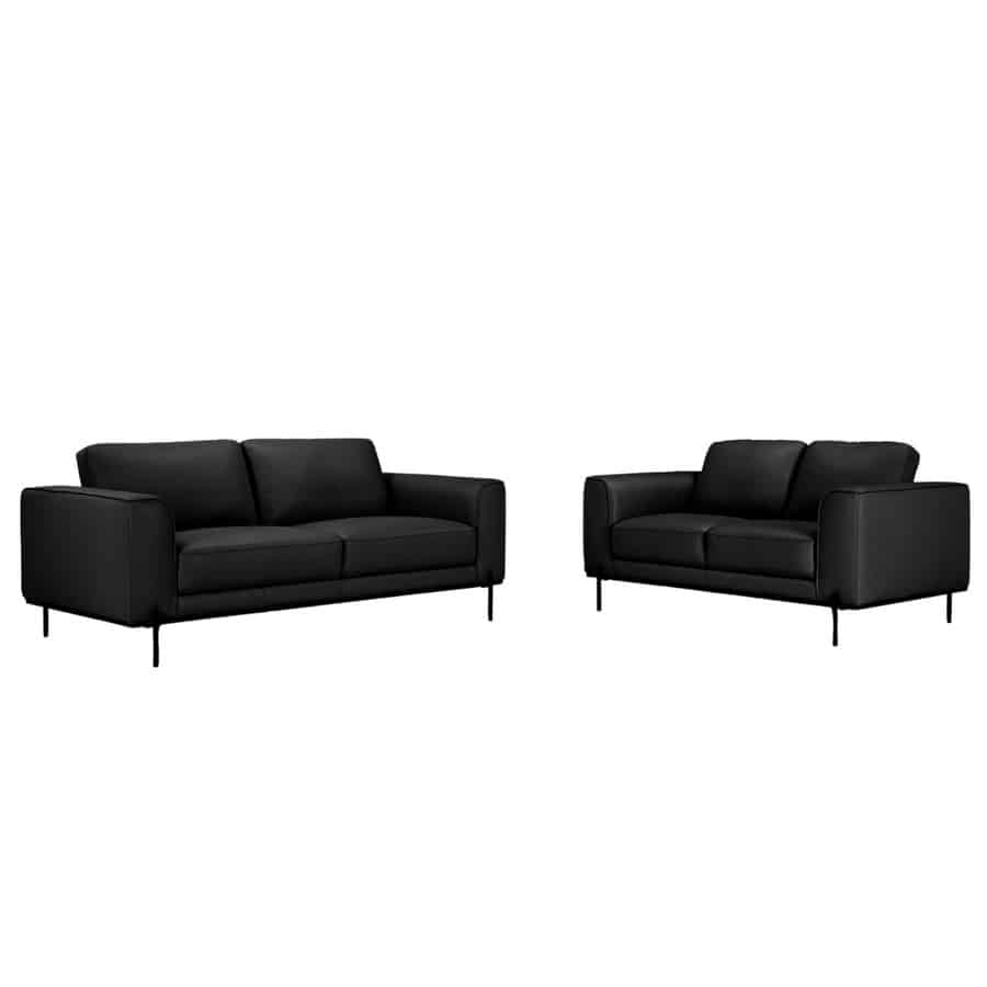 Milano 2 Personers Sofa I Fuld Læder - Sort Fra Hundevad & Co - 3648