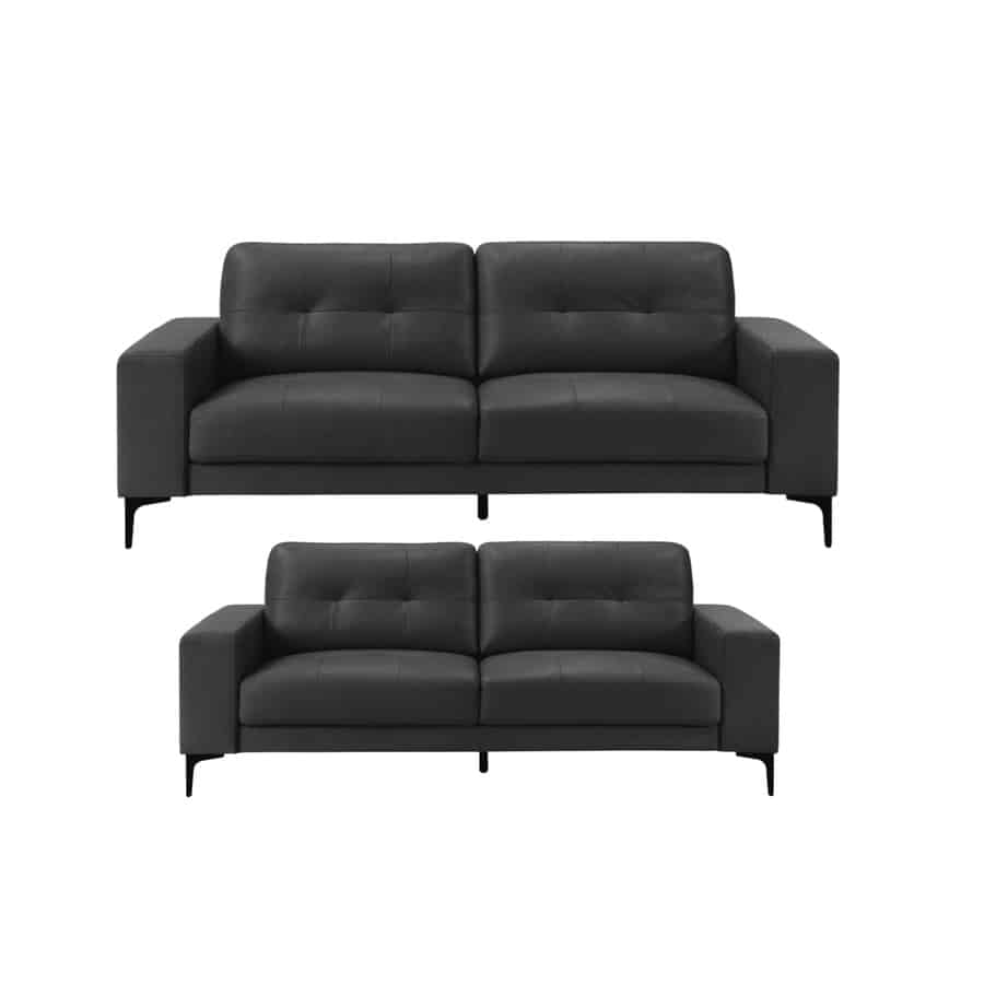 Siena 3 Personers Sofa I Fuld Læder - Sort Fra Hundevad & Co - 3651