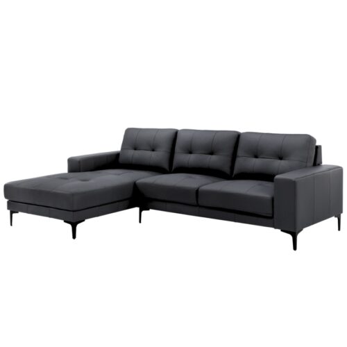 Veda Venstrevendt Chaiselong Sofa I Fuld Læder - Sort Fra Hundevad & Co | L280Xb163Xh84Cm - 3654