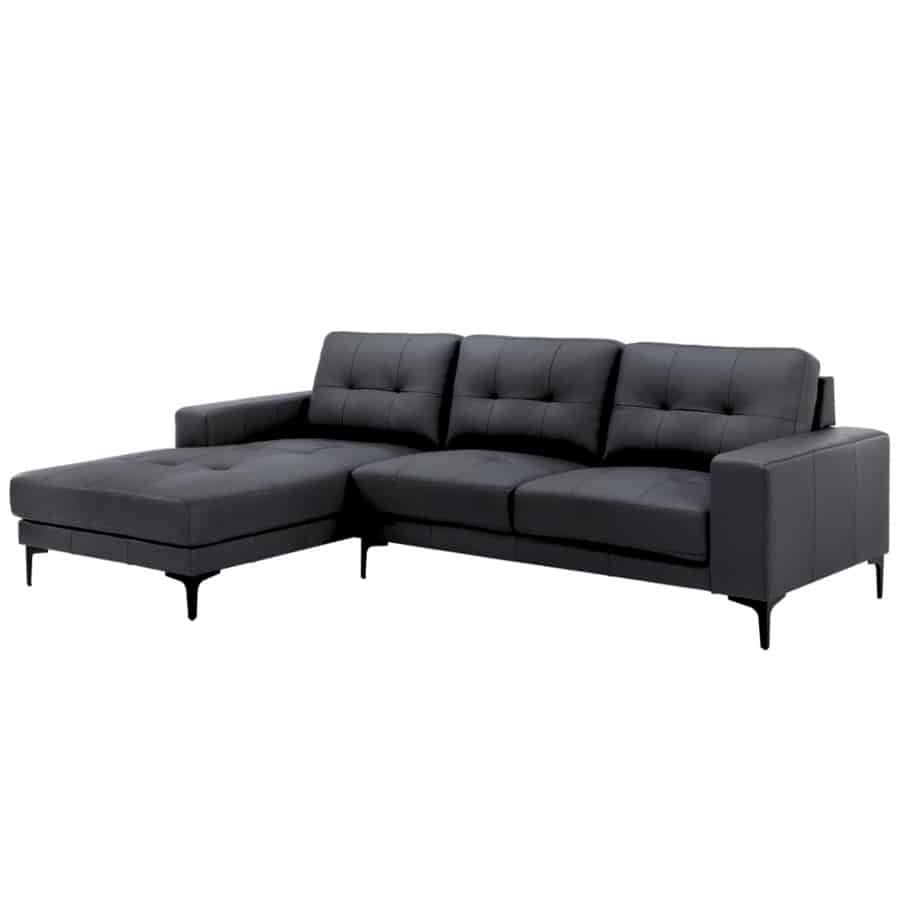 3654-Veda-V Veda Venstrevendt Chaiselong Sofa I Fuld Læder - Sort Fra Hundevad & Co | L280Xb163Xh84Cm - 3654