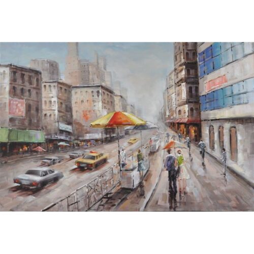 Håndmalet Oliemaleri Motiv Hovedgade P700001A Fra Hundevad & Co | 100X100 Cm - 5102