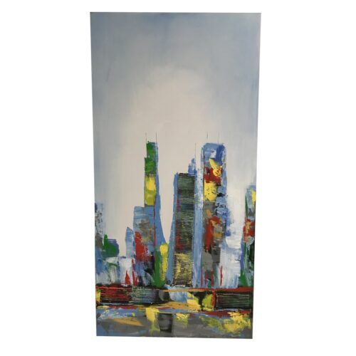 Håndmalet Oliemaleri 'By I Farver' P700057B Fra Hundevad & Co | B100Xh100Cm - 5105