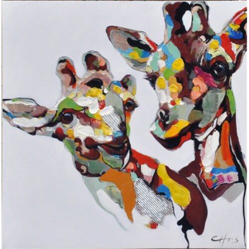 Oliemaleri Med Farverige Girafhoveder Motiv P30092B Fra Hundevad & Co | 100X100 Cm - 5111