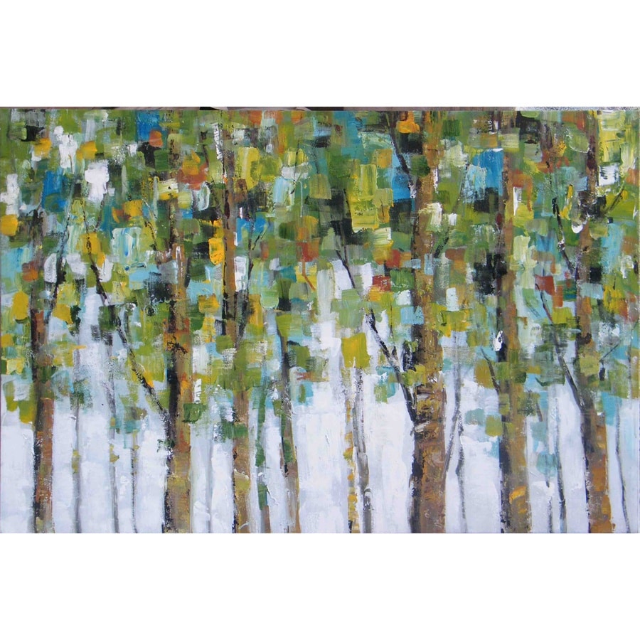 Håndmalet Oliemaleri Motiv Farvet Skov 14A03301 Fra Hundevad & Co | 100X100 Cm - 5115