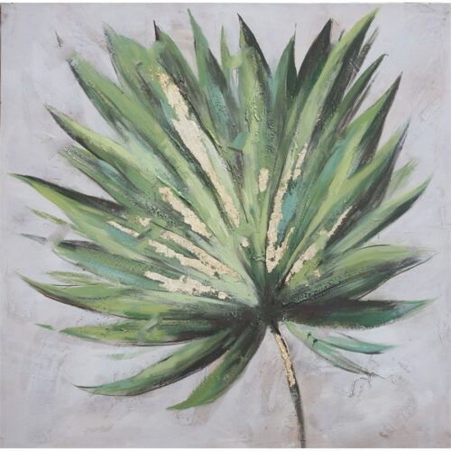 Oliemaleri Med Grønt Bladmotiv Fra Hundevad & Co | 80X80Cm - 5804