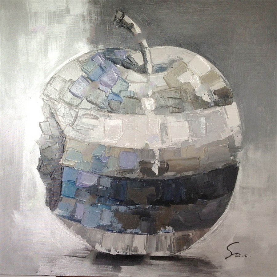 Oliemaleri Med Æble I Lag Motiv Fra Hundevad & Co | 80X80Cm - 5808