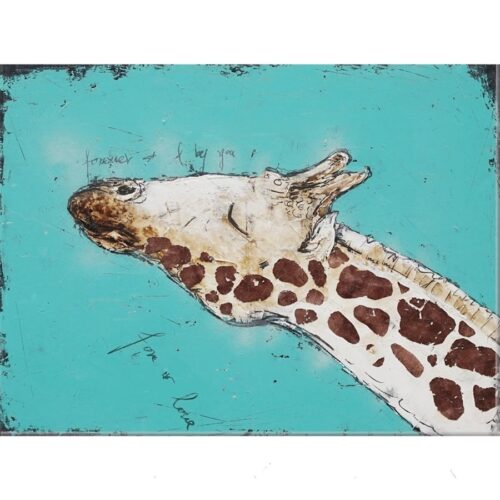 Oliemaleri Med Giraf Motiv Fra Hundevad & Co | 60X90 Cm - 5809