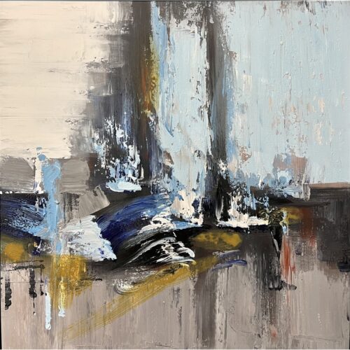 Abstrakt Oliemaleri I Turkis Blå Fra Hundevad & Co | 100X100Cm - 5816