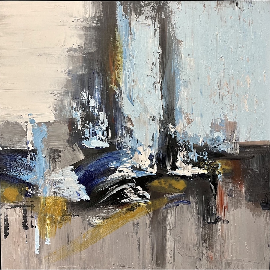 Abstrakt Oliemaleri I Turkis Blå Fra Hundevad & Co | 100X100Cm - 5816