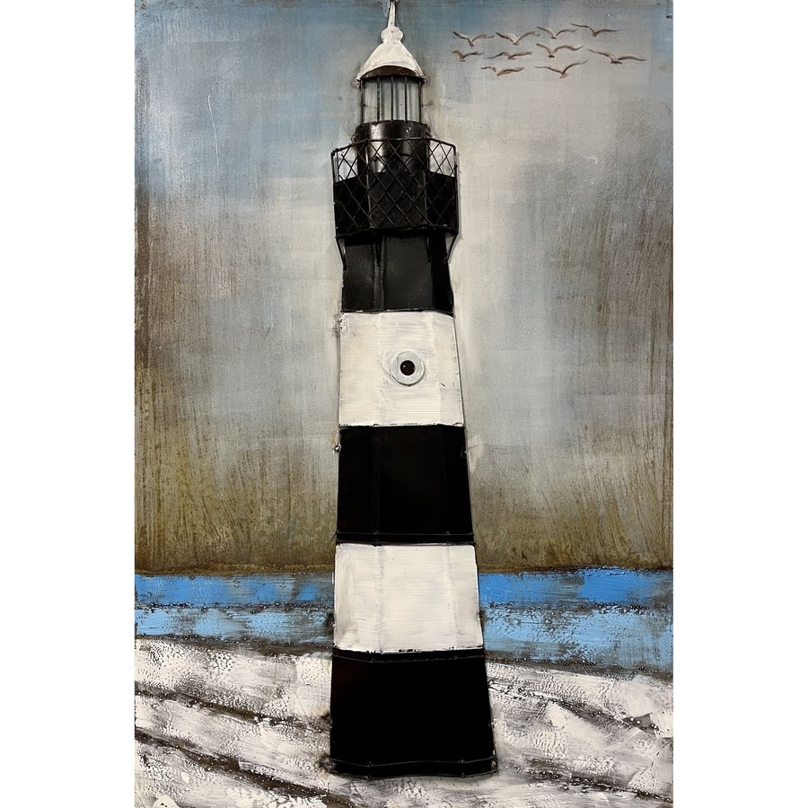 5838-5838 Metalmaleri Med Fyrtårnsmotiv Fra Hundevad & Co | B90Xh135Cm - 5838