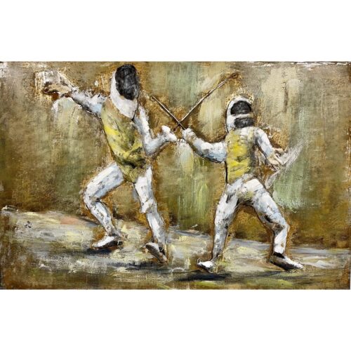 Metalmaleri Med Fægteduel Motiv Fra Hundevad & Co | 80X120Cm - 5841