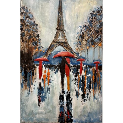 Metalmaleri Med Eiffeltårnet I Regnvejr Fra Hundevad & Co | 120X80Cm - 5845