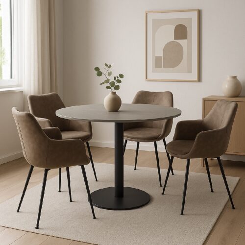 Arctic Rundt Spisebord med Keramisk Bordplade i Hvid/Grå fra Lexpo Living | Ø110