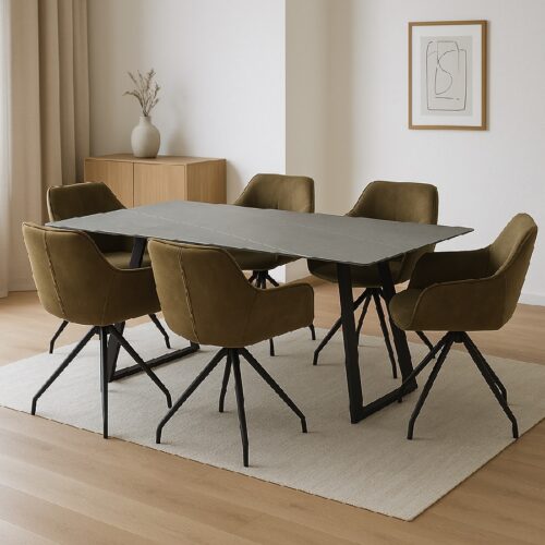 Arctic Spisebord med Keramisk Bordplade i Hvid/Grå fra Lexpo Living | 100x200 cm