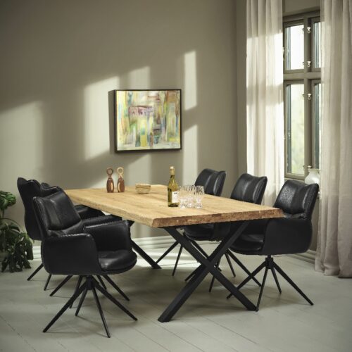 Atlantic Spisebord med 60 mm Bordplade i Massiv Naturolieret Egetræ fra Lexpo Living | 100x220/260 cm