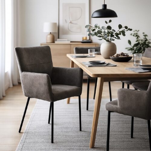 Ellie Spisebordsstol i Læder med Stoflag fra Lexpo Living | Flere Farver