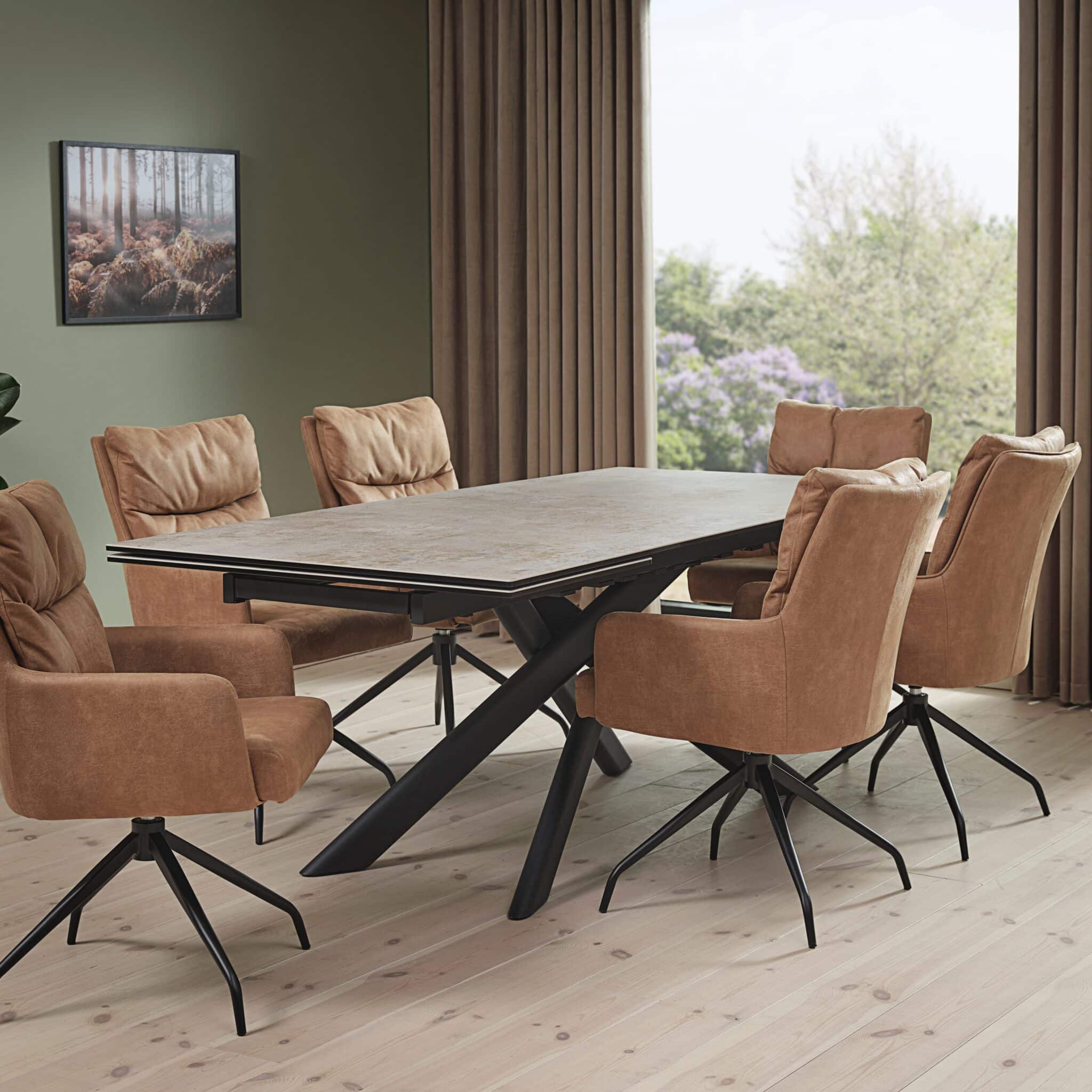 Hudson Spisebord med Keramisk Bordplade & Udtræk fra Lexpo Living | 200:300x100 cm