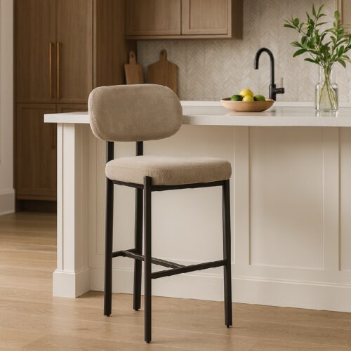 Luna Counterstol i Bølget Møbelstof/Ægte Læder fra Lexpo Living | Siddehøjde: 68 cm | Flere Farver