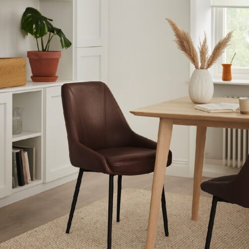 Mike Spisebordsstol i Ægte Læder med Metalben fra Lexpo Living | Flere Farver