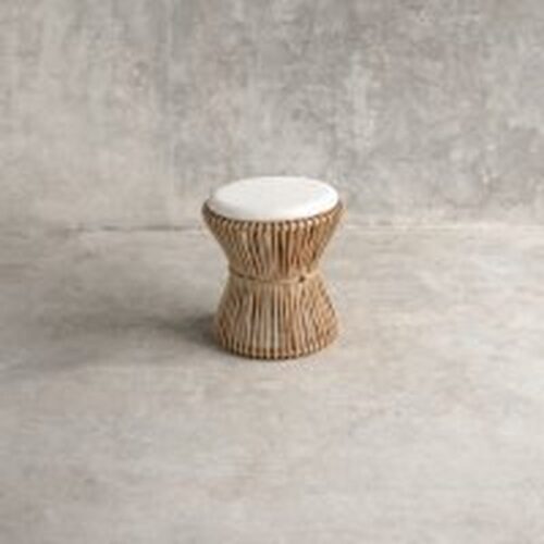 Bremen Taburet Flettet Rattan Hvid Hynde