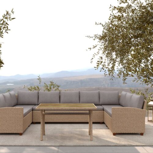 Budapest Loungesæt Natur Pe Rattan Stålstel