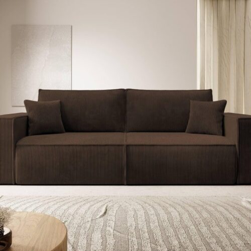 Eva 3 Personers Sovesofa med Opbevaring i Brun Poso Fløjl fra Hundevad & Co | B243xH85xD95cm