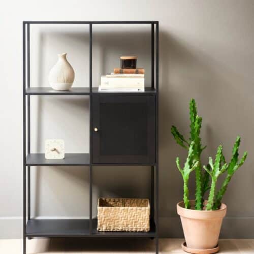 Halle Bogreol Sort Metal Guld Håndtag