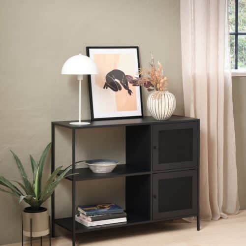 Halle Skab Sort Metal B100Xh81Xd35Cm