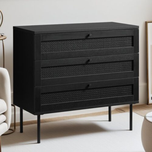 Moers Kommode Sort Melamin Polyrattan Skuffer