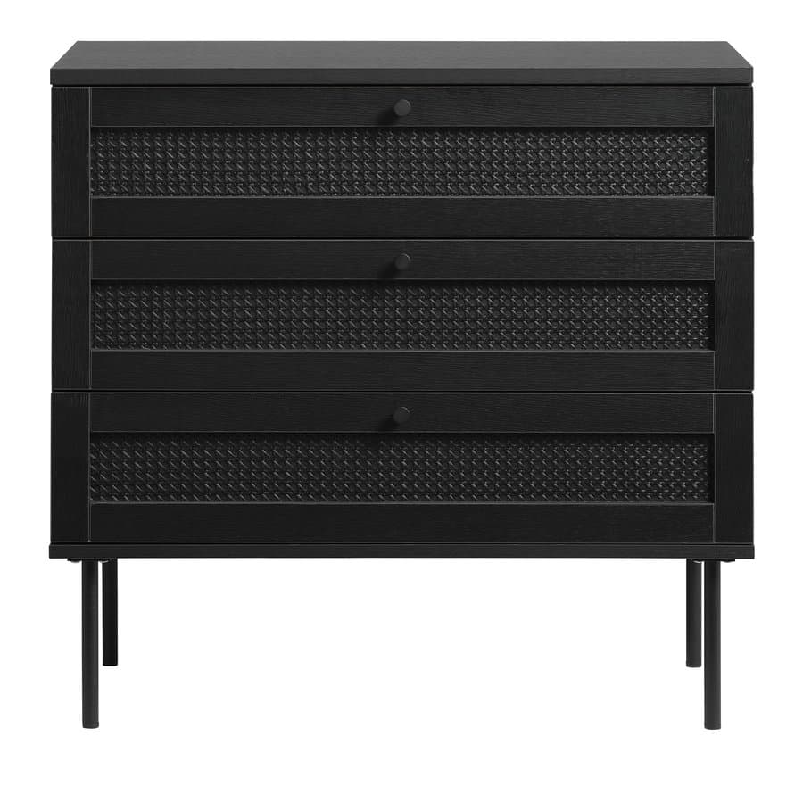 Moers Kommode Sort Melamin Polyrattan Skuffer