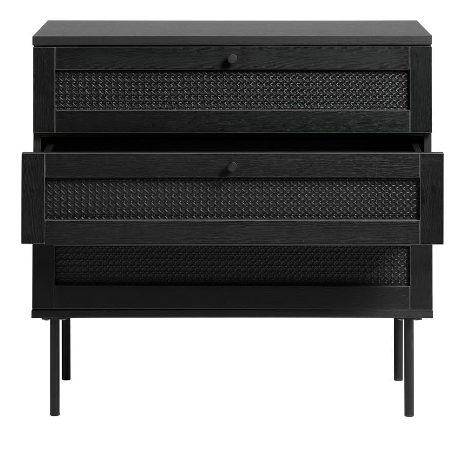 Moers Kommode Sort Melamin Polyrattan Skuffer