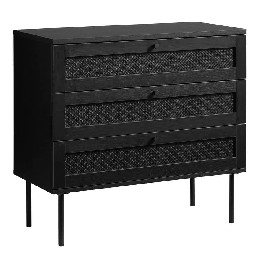 Moers Kommode Sort Melamin Polyrattan Skuffer