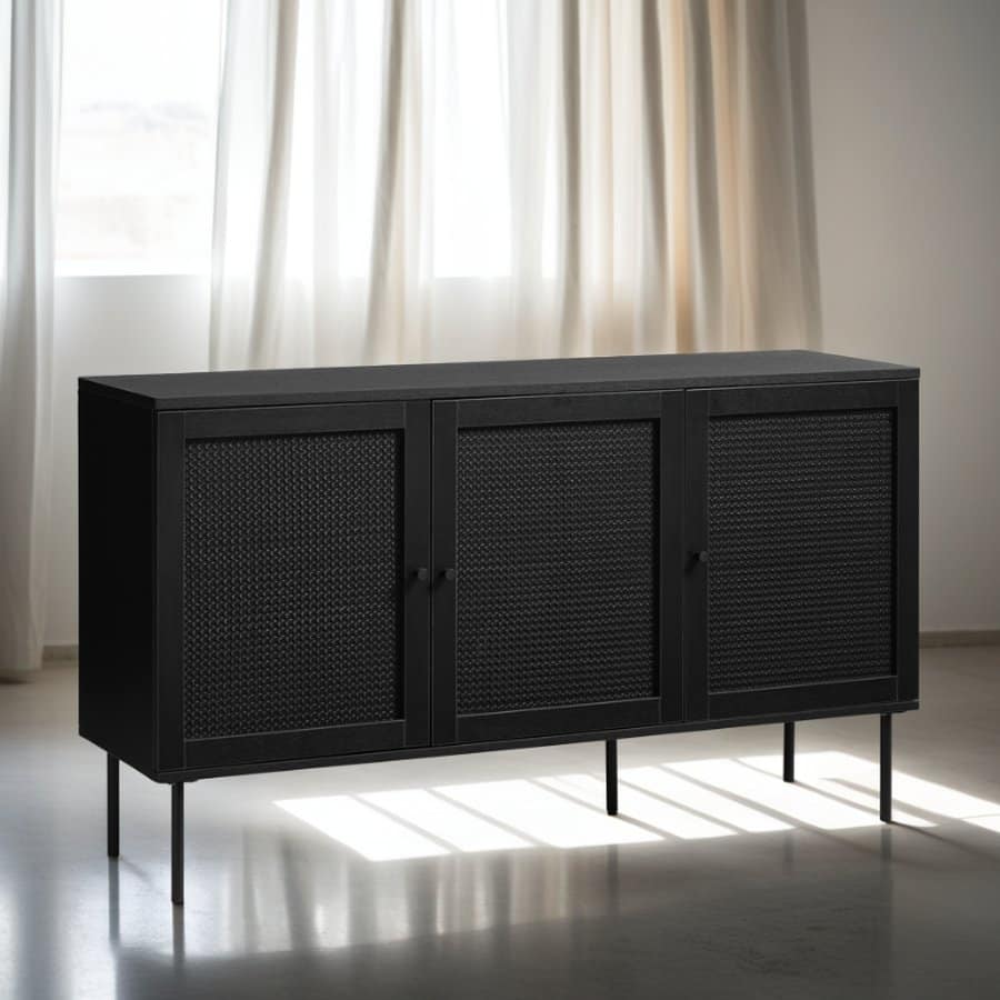 Moers Skænk Sort Melamin Polyrattan Sort