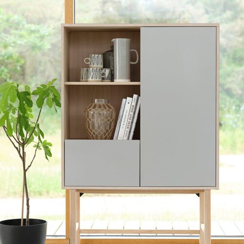 Nagoya Skab Egetræ Grå Hpl B100Xd45Xh150Cm