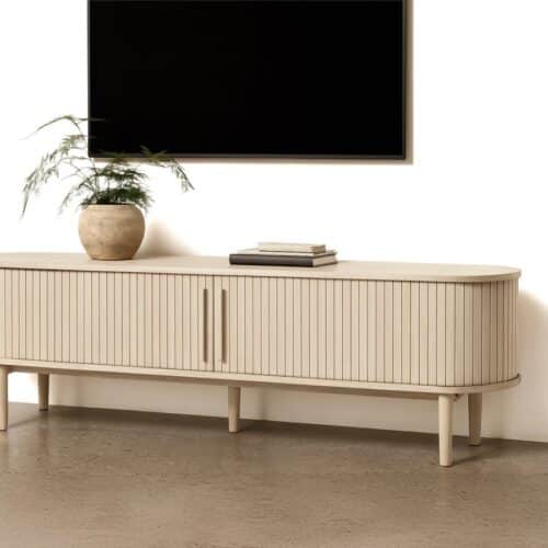 Saarbrücken Tv Bænk Hvidpigmenteret Egetræsfiner B180Xh55